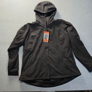 Kirkland Signature Softshell Jacket Womens XXL Black Hooded Fleece Lined Stretch